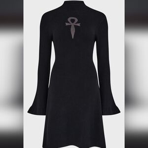 Killstar Black Long Sleeve Dress with Symbol